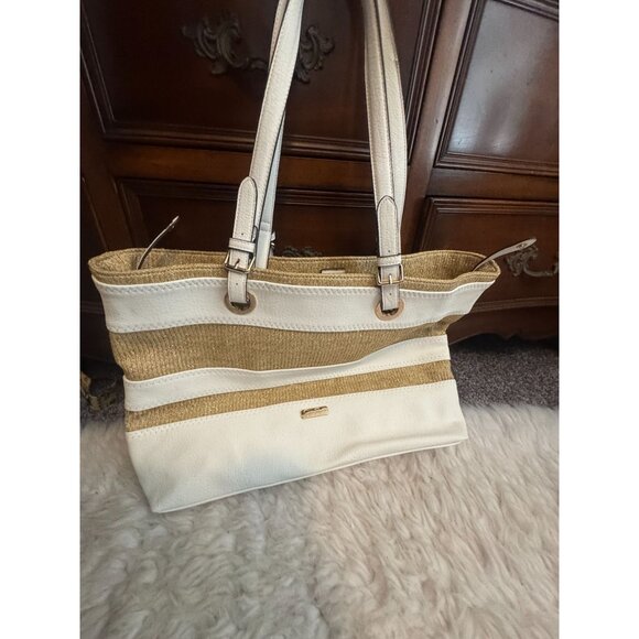 NWT Jessica Simpson Aroa Straw White Tote Bag Purse Matching Coin Pouch - Picture 10 of 10